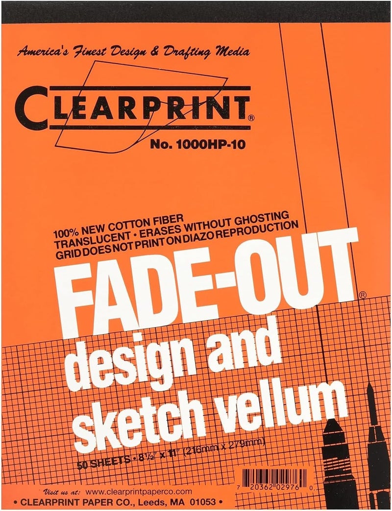 Clearprint 1000H Fade-Out Design and Sketch Vellum Pad - 50 Sheets, 8.5 x 11 inches - Image 1